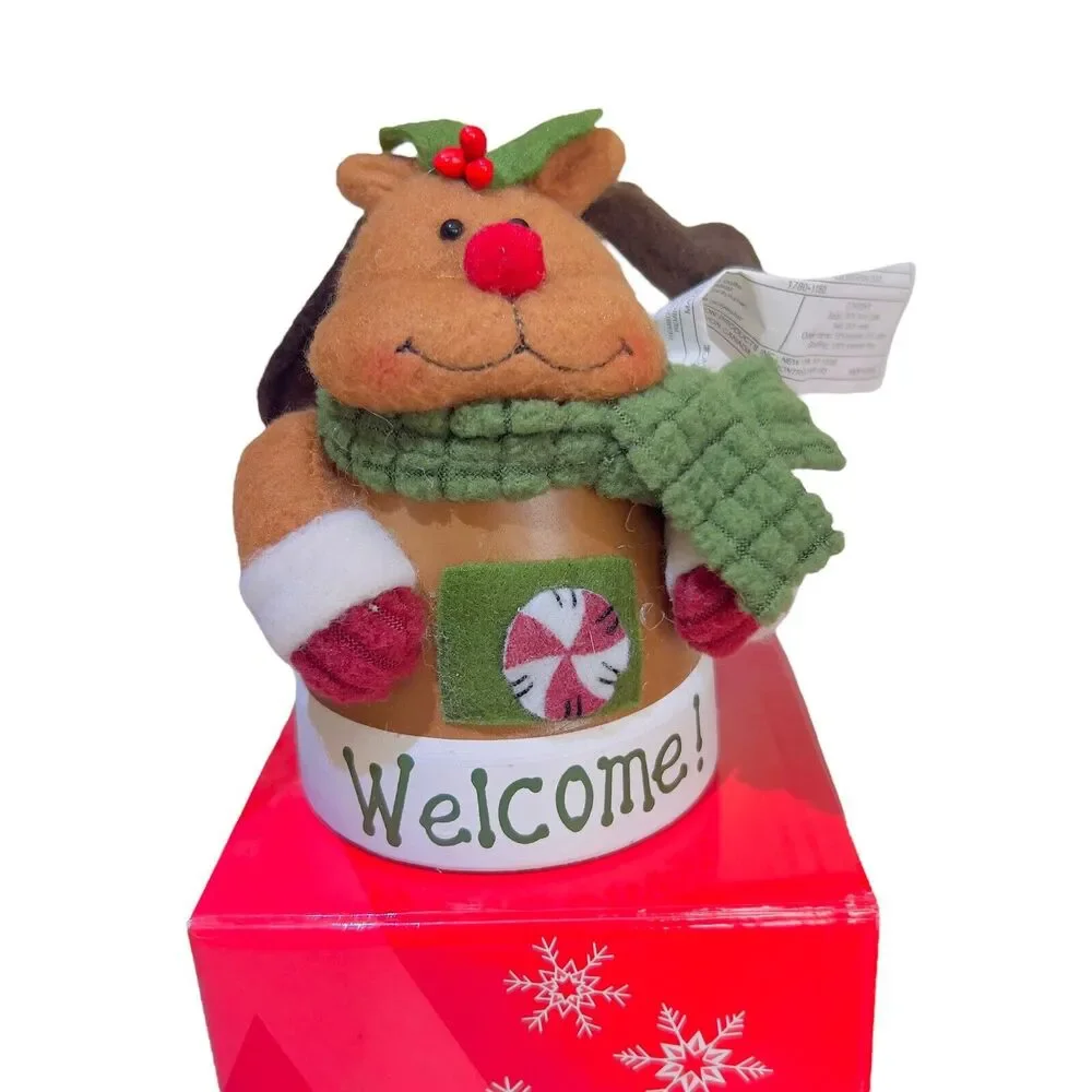 VTG AVON Winter Buddies Holiday 4x3 Ornaments‎ Reindeer Bells Welcome Set of 2